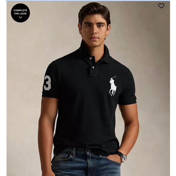 Polo Ralph Lauren Big Pony Classic Slim Fit Mesh Polo Polo Black Kids Size M - Picture 1 of 12